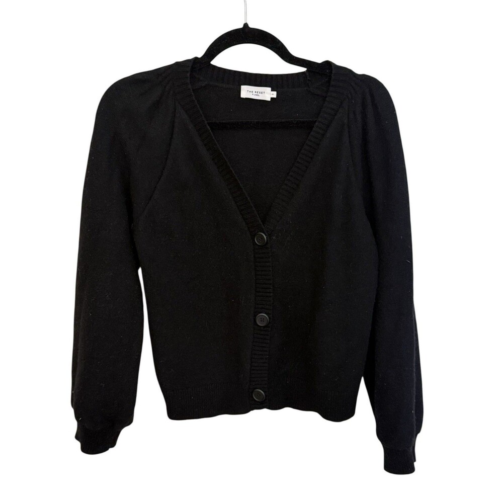 The Reset R Label Cashmere Wool Cardigan Sweater Black Size Medium
